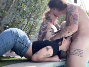 Irisxjase Cuckold anal threesome with blonde whore