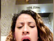 Alana15 creamy cum and squirt under table in restaurant