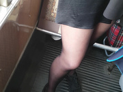 Sexy Polish blonde in dress and sheer black pantyhose 3