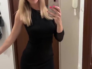 Sexy Polish slut in short dress & sheer black pantyhose