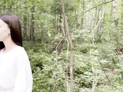 onlynikalodge goes topless in the forest