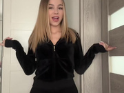 Sexy Polish slut shows her legs in shiny tan pantyhose 3