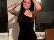 Sexy Polish slut shows her legs in shiny black nylons 4