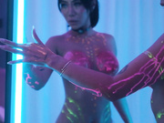ami_katana neon body paint body tour and pussy flash