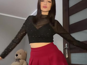 Sexy Polish slut in miniskirt and shiny nude pantyhose 7