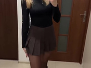 Sexy Polish slut in miniskirt and sheer black pantyhose 7