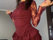 Sexy Polish slut in dress and silky black pantyhose 3