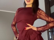 Sexy Polish slut in dress and silky black pantyhose 2