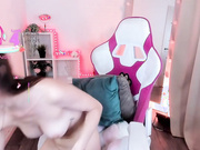 Living_Doll pushes dildo inside her hairless pussy