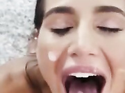 Brunette facial quickie