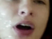 model green eyes cumshot in face