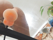 Yenlo - dildo fucking on glass table and off the wall