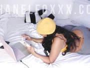 Ebony nerdy cosplay masturbation