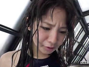 Japanese girl gets fucked in her swimsuit