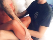 Stepbrother and sister threesome with friend