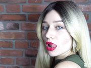 Blond with freckles fucked in her throat