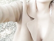 Chinese model Pee in the woods