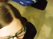 nerdy girl gets huge facial