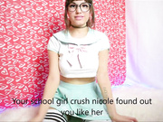 Nicole Eden as nerdy school girl