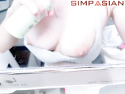 yui xin playing with boobs in airplane toilet