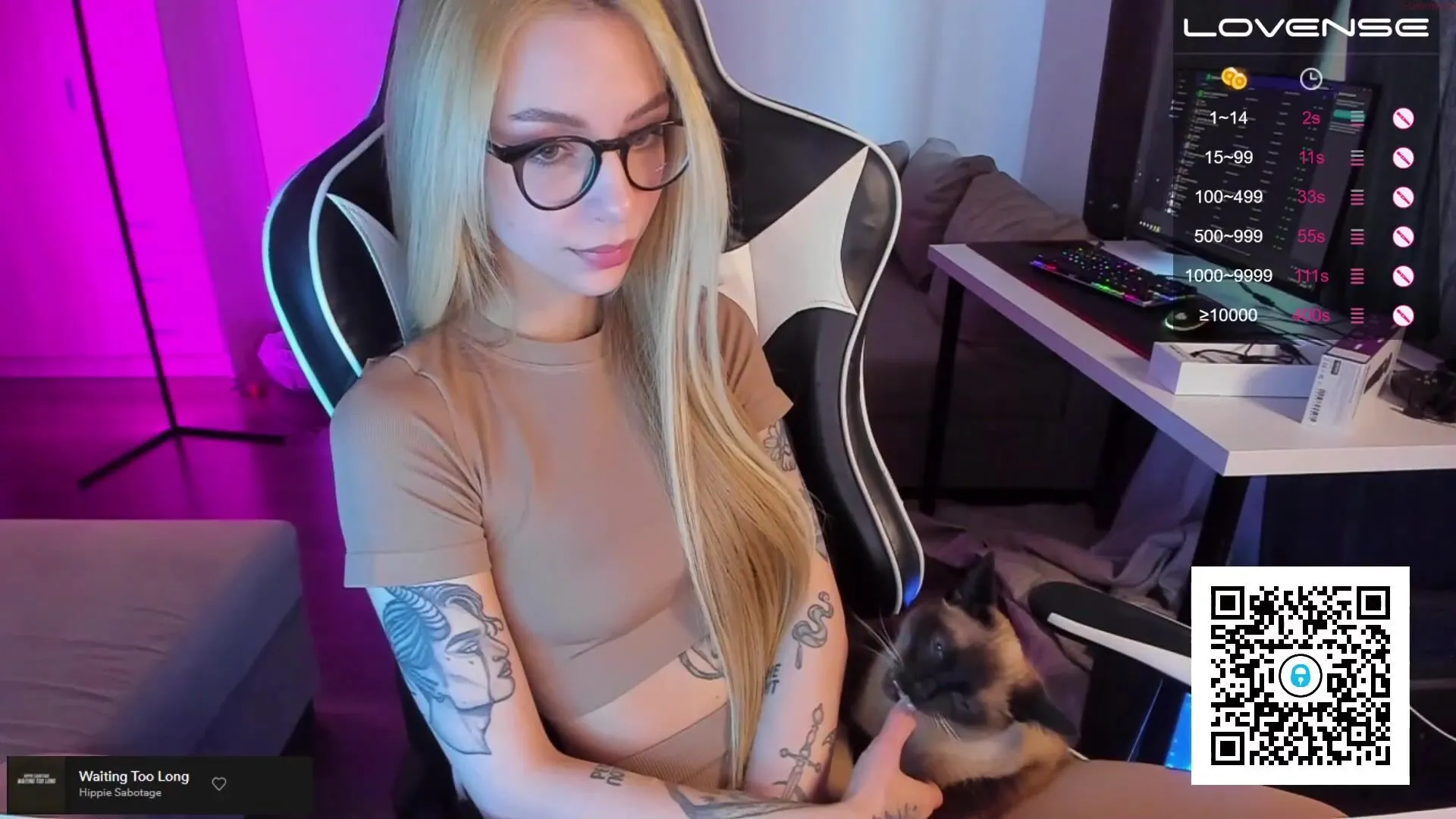 CB, Moonless, pussy, Masturbation, Big Boobs, tattooed, Inked, black and wh...