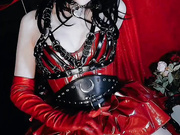 Kassandra leigh - Tiny red panties and leather gloves