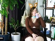 Maeve Wears Ears and Teases with Skirt and Plug Pt 1