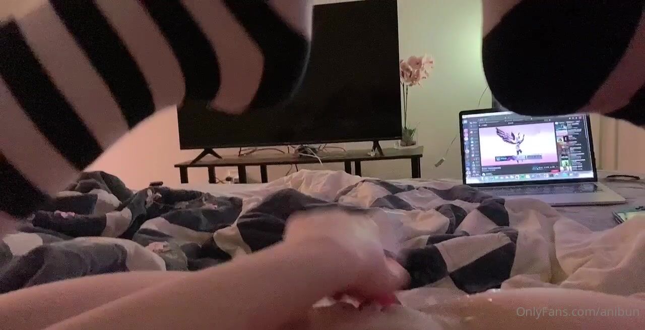 Anibun squirts using her toy