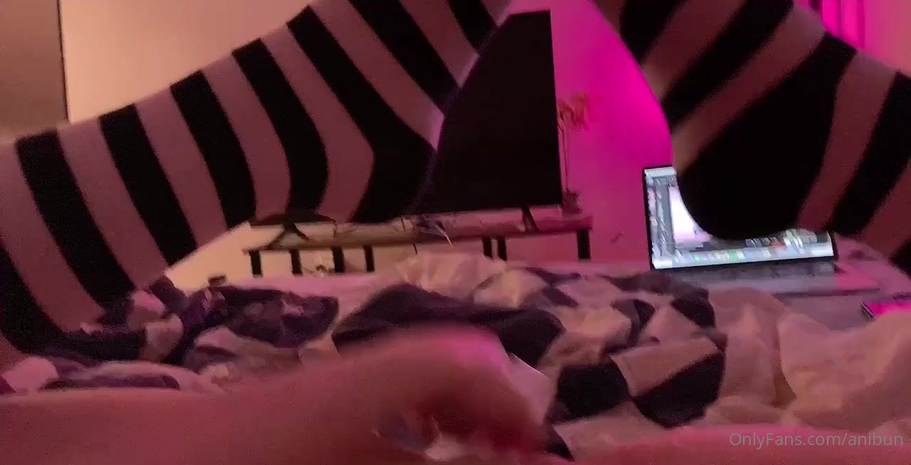 Anibun squirts using her toy