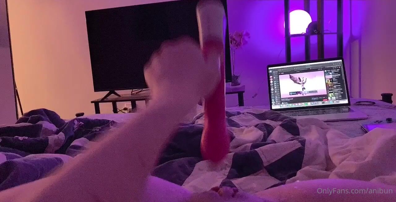 Anibun squirts using her toy